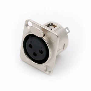 Zinc Alloy Shell 3 Pins XLR Panel Female Connector, XLR Panel Mount Chassis Socket for Microphone MIC Mixer