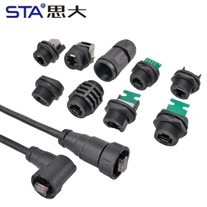 Ethernet Connector RJ45 Cat5e Shielded IP67 Waterproof Panel Mount with PCB Dip 8pins PVC 0.5M 1M 2M for Outdoor Applications