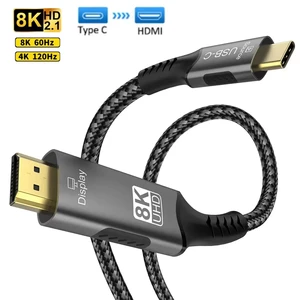 Justlink 8K Type C to HDMI Cable 60Hz 48Gbps HDMI 2.1 4K 120Hz CH7218 Braided Video Adapter for MacBook Laptop Monitor