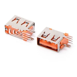 Right Angle Side Mount USB Female Connector 2.0 mm Pitch with or Without Flange Panel Mount PCB Socket