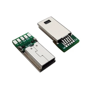 Mini USB Type B 5 Pin Male Connector with PCB Board 5 Solder Joints USB Connector for Data Cable
