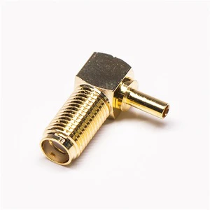 Copper Gold Plated 90 Degree SMA Right Angle Female Crimping Type RF Coaxial Connector