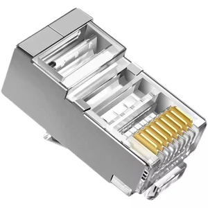 Gold Plated RJ45 8p8c STP Connector Fully Stocked CAT6 Metal Shield Modular Plug with ABS Housing and Copper Contacts