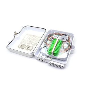MELONTEL MT-1418 Gray Plastic Optical FTTH 8/12 Core Fat Fiber Access Terminal Box 2-in-12 24-Out FSB Splice Box