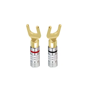 JIALUN 4mm Audio Video Connector Bright Gold Plated Banana Male Plug and Female Jack Aluminium Shell Banana Tip Connectors