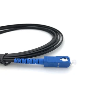 2 Ends Pre-Terminated Drop Cable 1C Black Singlemode Fiber Optical Jumper Custom Labeling Printing SC/UPC Connector FTTH
