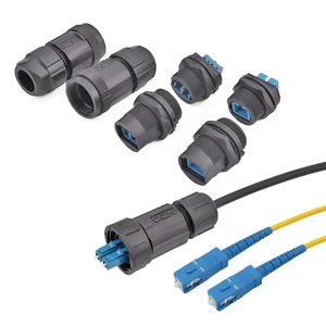 FDDI Threaded IP67 Waterproof FDDI Single Mode Double Core Front Mount Receptacle Connector Cable