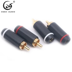 Wholesale Male RCA Jack XSSH DIY OEM ODM HIFI HI-end Audio Video AC Cable Wire Welded Type 7mm Gold Plated RCA Plug Connector