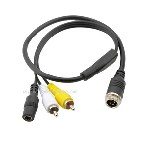 Swallowtech M12 4pin Connector Rca Dc UL94V-0 Video Audio Power Cables for Car Top View Camera System