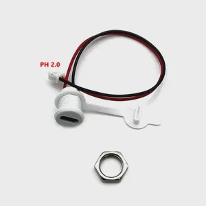 2Pin - 6Pin USB-C Connector Type-C Waterproof with PH 2.0 nut locking Panel mounting TPC Waterproof Fast Charging jack port
