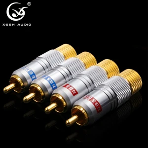 Lotus Male RCA Jack YIVO XSSH Copper Gold Plated Plug Connector for Audio Video AC Cable OEM ODM Wholesales DIY HIFI HI-END