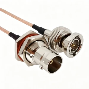 Factory BNC Female Jack Bulkhead Nut to SMA Male Right Angle RF Pigtail Cable 75ohm RG179 RF Coaxial Cable Assembly
