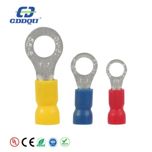 Yellow PVC Insulated Ring Type Lugs Easy Entry Tin-Plated Copper Electrical Wire Terminals CE/ Certified 0.5-1.5mm