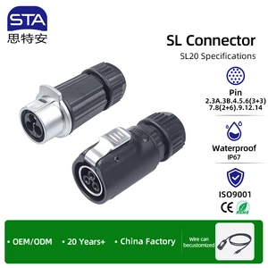 SL20 Solder Aviation Plug Connector Straight Mating Male/Female Panel Mount Square Metal Receptacle 2 3 4 5 6 7 8 9 12 14 Pin