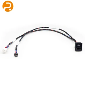 ROMTRONIC Twisted Pair Shielded 200mm 600V USB Combo Cable Dual USB-A/Type-C Panel Mount Dual Terminal Plugs Automotive