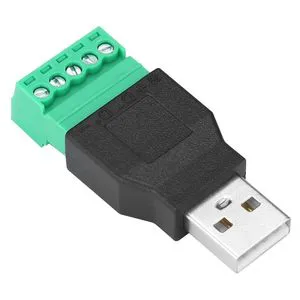 USB 2.0 a Screw Terminal Block Connector, USB a Solderless Male Plug to 5 Pin Female Bolt Screw Terminals Portable Adapter
