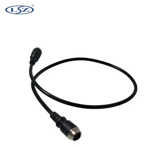Black Double Aviation Head Public to Public 4 Pin Line Aviation Male Connector Cable