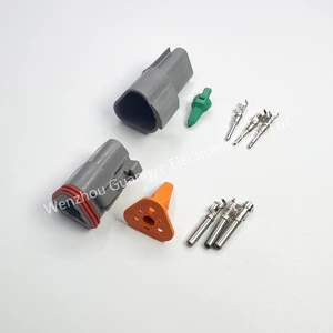 3-Pin DT Connector Plastic Cable Wiring Harness Brass Contacts Car Electrical Housing Auto Wire Plug DT04-3P DT06-3S Connectors