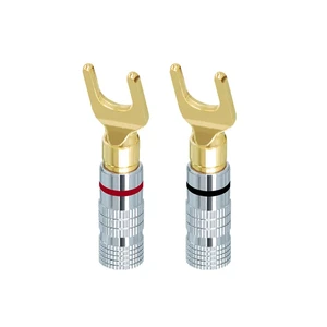 Gold-Plated 4mm Banana Plug Connectors Solderless Fork Spade Audio Terminals Speaker Y/U Type Plugs Cable Wire Connector