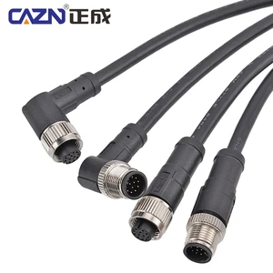 M12 Male Female Straight Angled Overmolded Connector A-code 8pin With 1/2/5 Meters Cable PUR Un-shield Plug