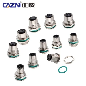 M12 Panel Front Back Mount Socket A B D Code Solder PCB Panel Metal Zinc Alloy Shell Male Female Plug Connector