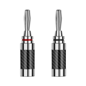 Professional QINCROWN QC-303 Carbon Fiber Speaker Banana Plug Male Pure Brass Chrome Plated Rhodium Plated Speaker Connectors