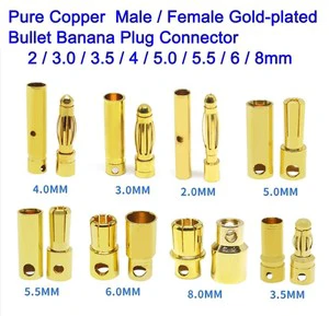 Male/Female 2/3/3.5/4/5/5.5/6/8mm Gold-plated Bullet Banana Plug Connector