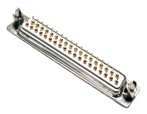 Secure 37 Pin Female D-Sub Connector, Front Lock Nut, Rivet Mount, White Sealed, for Industrial Data Control.