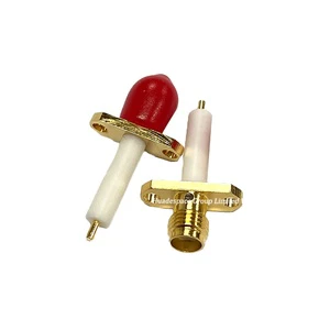 China Factory SMA-KF 50ohm RF Adapters Coaxial Connector PCB Copper Contact 2-Hole Flange Mount Dustproof/Waterproof