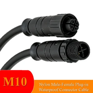 JOYL M10 Pin Terminal IP68 Nylon Male/Female Cable Connector Copper Gold Plating For Power Solar Power System RF Applications