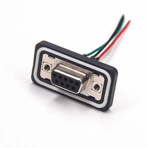 IP67 D-SUB Waterproof Connectors Female Solder Panel Mount Type Computer Machine 9 Pin Pins Connector DB9 Straight Solder Wire