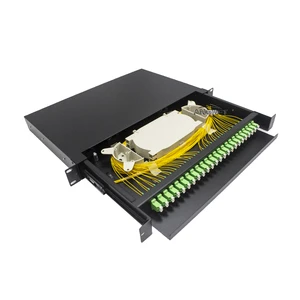 24 Port 1u 19inch LC/APC Fiber Patch Panel Fully Populated Single Mode Fiber Patch Panel Plate Sliding Tray ODF