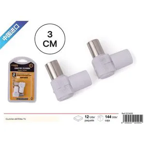 2 Units 90° Coaxial Connector (Male-Female) for TV and Cabling RF Adapters & Jack Type