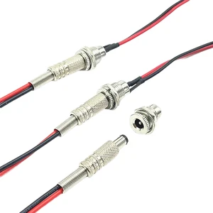 12V 5.5x2.1mm DC Power Plug Wire 2P Male Female Brass Contact Copper Housing Socket with 5.5*2.5mm Pin