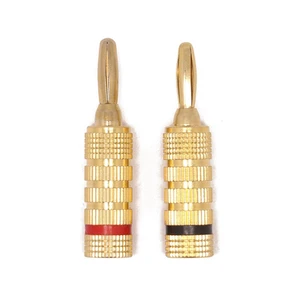 JHTC 4mm 24K Gold Plated Male/Female Banana Plug Connector Screw Lock with Audio Jack Speaker 600V Rated