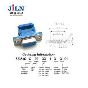 D Sub Connector 9 pin three pieces vga straight DB electronic D-Sub 9pin Connector