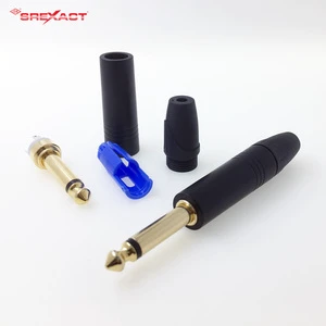 Professional Audio 6.3mm Plug Aluminum Anodized Oxidation Black Connector Gold Plated Copper Contact