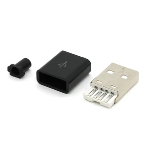 3 in 1 DIY USB 2.0 4 Pin Male Plug Type A Cable Connector USB Jack Socket Adapter