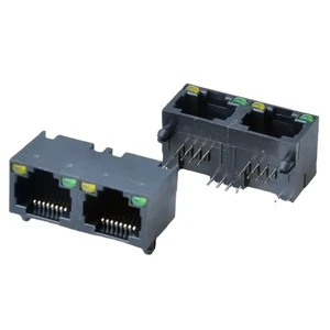 RJ45-33 Ethernet Connectors 1*2 8P8C All-Plastic Socket with Lamp Network Connection