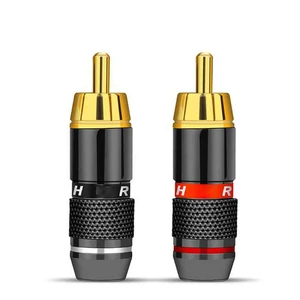 Gold Plated RCA Connector RCA Male Plug Adapter Video/Audio Wire Connector Support 6.5mm Cable Black&red Super Fast