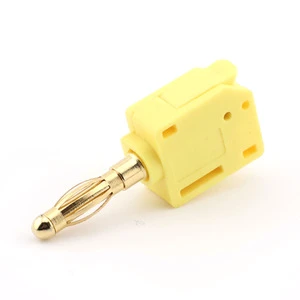 High Current 4mm Gold Plated Copper Banana Plug Solderless Quick Connect Electrical Inline Terminals Yellow