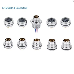 M16 Panel Connector Socket 8pin Male Rear Mount PCB Contacts