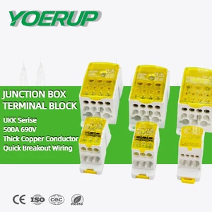 Power Distribution Block Single Phase UKK 80A 125A 160A 250A 400A 500A Electrical Cabinet Wire Din Rail Junction Terminal Block