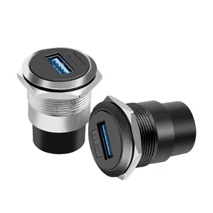 Outdoor Waterproof Zinc Alloy High Current USB Type C 2.0/3.0 Male Female Cable Pcb Panel Mount Socket Adapter Black/Silver