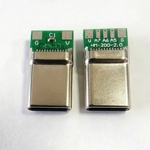 USB Type-C 2.0 Male Plug with PCB Board, 24P Solder Type USB-C Connector for Data Cable & Charging Cable DIY