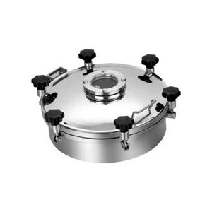 DONJOY SS304/SS316L Sanitary Manhole Cover with View Hole and Sight Glass 2-5 Bar Pressure for Food & Beverage Tanks