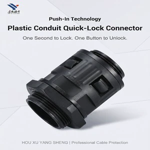 Electrical Quick Lock Connector For AD Plastic Corrugated Conduit, Tool Free Push In Fitting