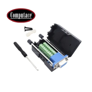 Computace D-SUB VGA 3+9 Female 3 Rows 15 Pin Plug Breakout Terminals Nut Type DIY Connector 5A Black PP Housing