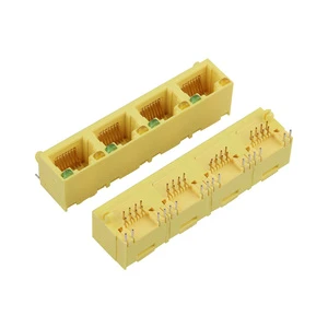 Hot Sale Single-Layer 4-Port RJ45 LCP/C2680 Material SGS/ROHS Certified Network Interface Cable Connector Ethernet Connectors