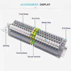 Kton Din Rail Terminal Block Electric Wire Copper Conductor Terminal Blocks Connector UK Screw Terminal Block